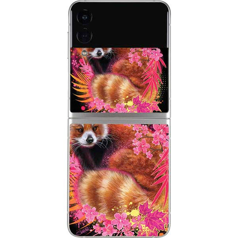 Red Panda with Flowers by Sheena Pike Galaxy Z Flip4 5G Skin