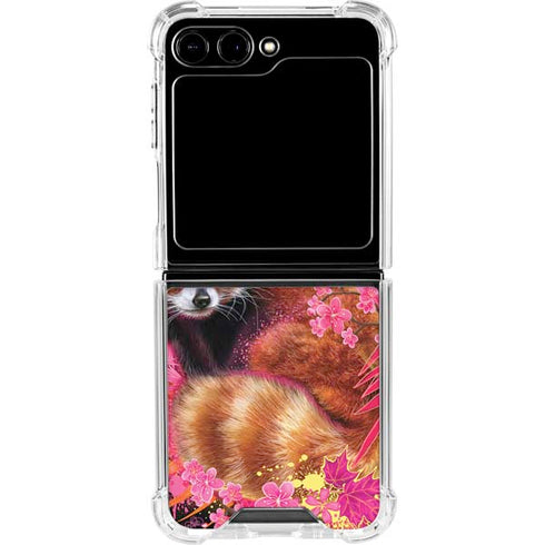 Red Panda with Flowers by Sheena Pike Galaxy Z Flip5 5G Clear Case