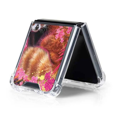 Red Panda with Flowers by Sheena Pike Galaxy Z Flip5 5G Clear Case