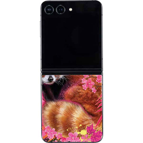 Red Panda with Flowers by Sheena Pike Galaxy Z Flip5 5G Skin