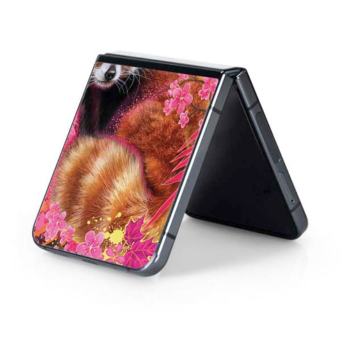 Red Panda with Flowers by Sheena Pike Galaxy Z Flip5 5G Skin