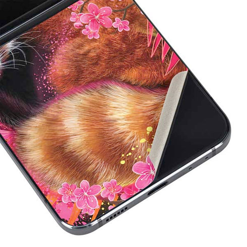 Red Panda with Flowers by Sheena Pike Galaxy Z Flip5 5G Skin