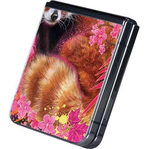 Red Panda with Flowers by Sheena Pike Galaxy Z Flip5 5G Skin