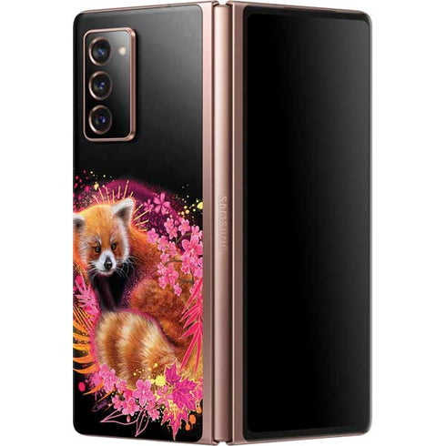Red Panda with Flowers by Sheena Pike Galaxy Z Fold2 5G Skin