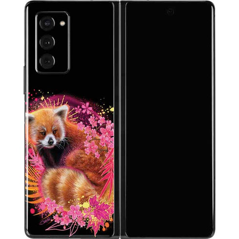 Red Panda with Flowers by Sheena Pike Galaxy Z Fold2 5G Skin
