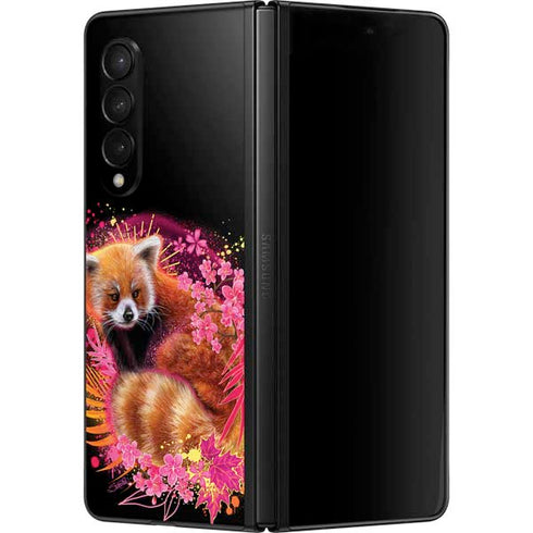 Red Panda with Flowers by Sheena Pike Galaxy Z Fold3 5G Skin
