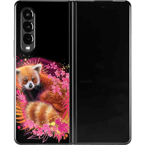 Red Panda with Flowers by Sheena Pike Galaxy Z Fold3 5G Skin