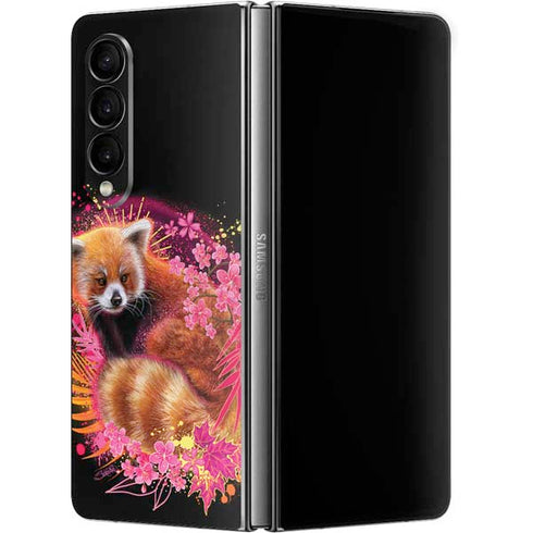 Red Panda with Flowers by Sheena Pike Galaxy Z Fold4 5G Skin