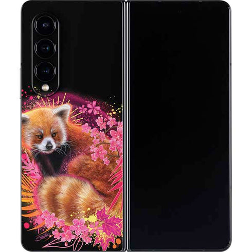 Red Panda with Flowers by Sheena Pike Galaxy Z Fold4 5G Skin