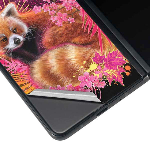 Red Panda with Flowers by Sheena Pike Galaxy Z Fold4 5G Skin