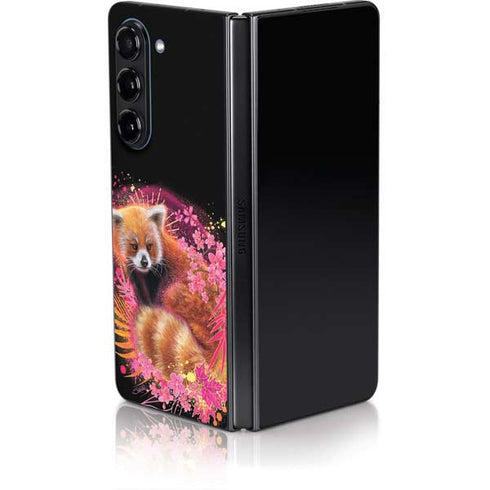 Red Panda with Flowers by Sheena Pike Galaxy Z Fold5 5G Skin