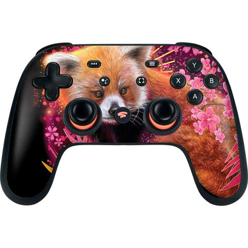 Red Panda with Flowers by Sheena Pike Google Stadia Controller Skin