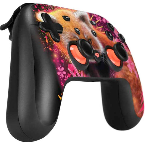 Red Panda with Flowers by Sheena Pike Google Stadia Controller Skin