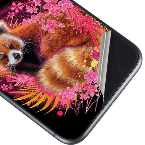 Red Panda with Flowers by Sheena Pike iPhone 11 Skin