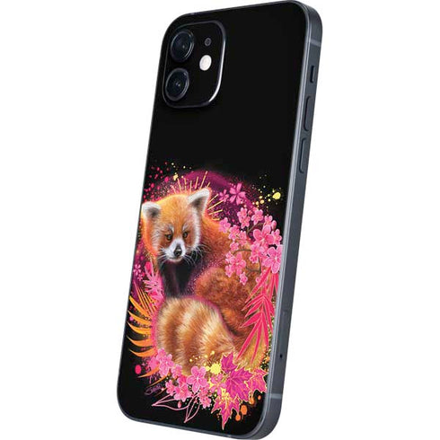 Red Panda with Flowers by Sheena Pike iPhone 12 Skin