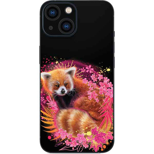 Red Panda with Flowers by Sheena Pike iPhone 13 Mini Skin