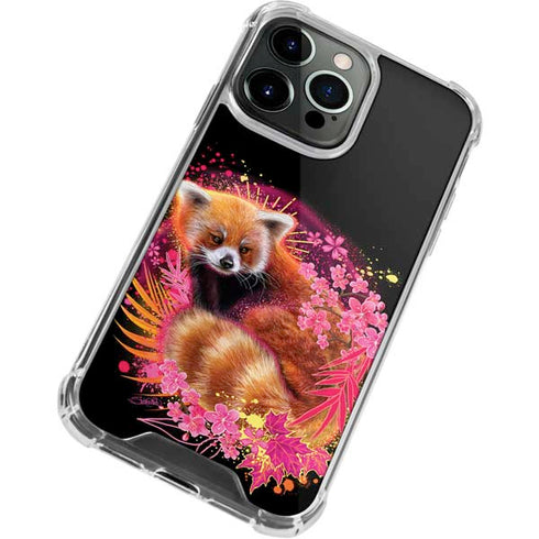 Red Panda with Flowers by Sheena Pike iPhone 13 Pro Clear Case