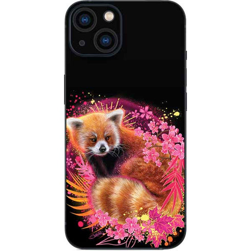 Red Panda with Flowers by Sheena Pike iPhone 15 Plus Skin