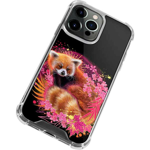 Red Panda with Flowers by Sheena Pike iPhone 14 Pro Clear Case