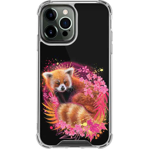 Red Panda with Flowers by Sheena Pike iPhone 14 Pro Max Clear Case