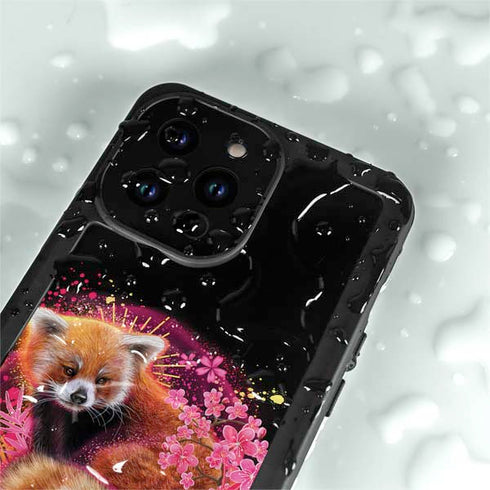 Red Panda with Flowers by Sheena Pike iPhone 14 Pro Max Waterproof Case