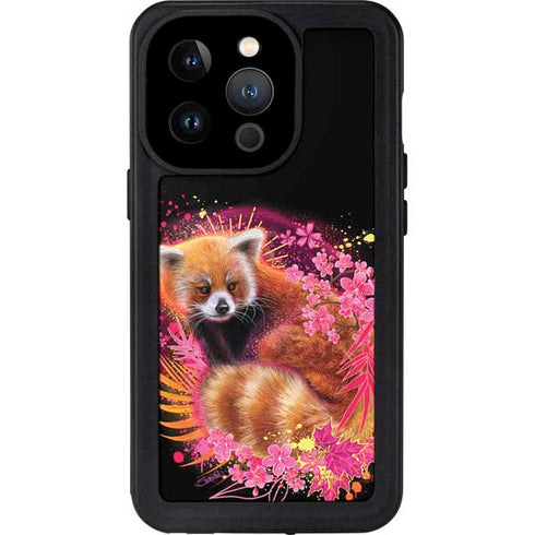 Red Panda with Flowers by Sheena Pike iPhone 14 Pro Waterproof Case