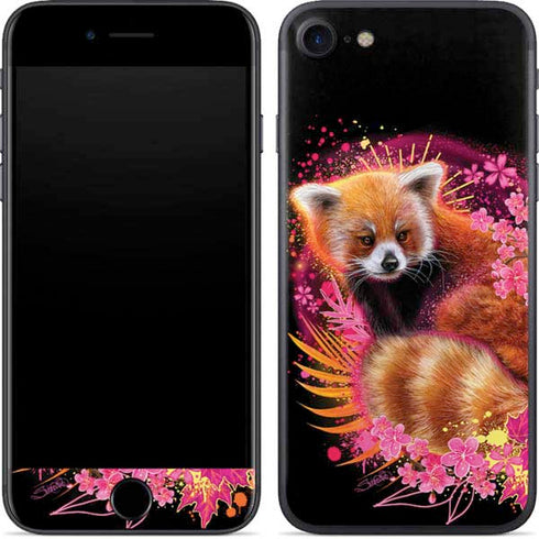 Red Panda with Flowers by Sheena Pike iPhone 7 Skin