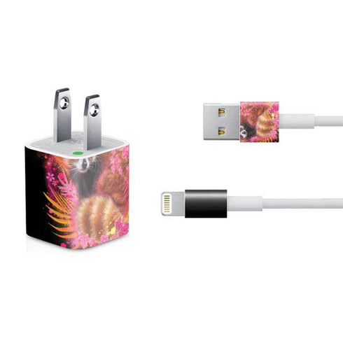 Red Panda with Flowers by Sheena Pike iPhone Charger (5W USB) Skin
