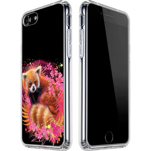 Red Panda with Flowers by Sheena Pike iPhone SE (2nd & 3rd Gen) Clear Case