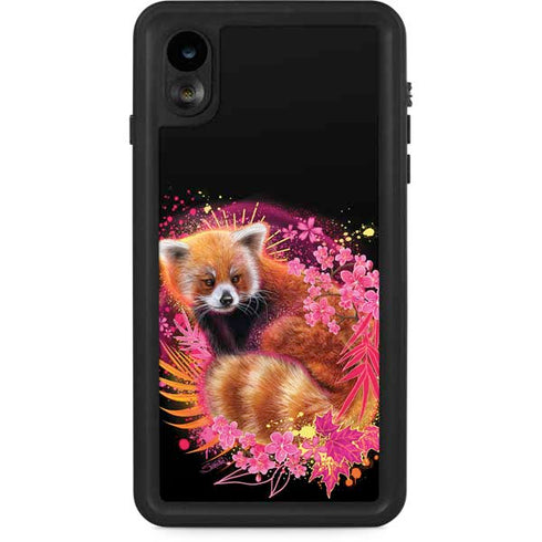 Red Panda with Flowers by Sheena Pike iPhone XR Waterproof Case