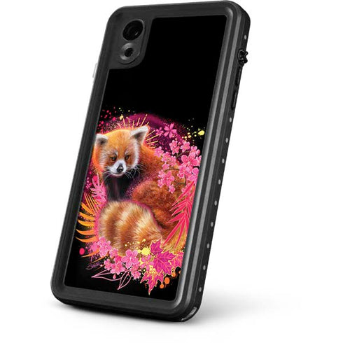 Red Panda with Flowers by Sheena Pike iPhone XR Waterproof Case