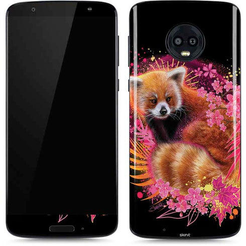 Red Panda with Flowers by Sheena Pike Moto G6 Skin