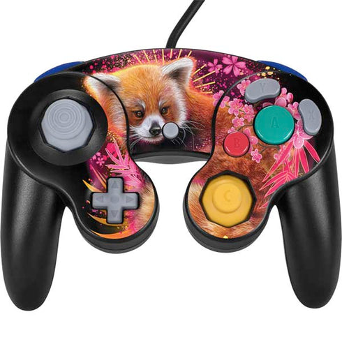 Red Panda with Flowers by Sheena Pike Nintendo GameCube Controller Skin
