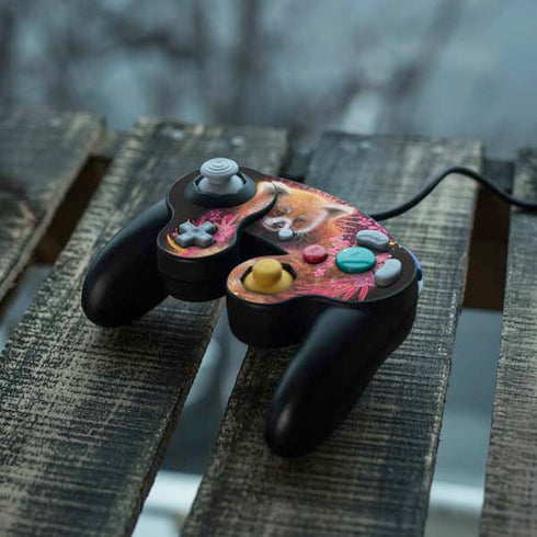 Red Panda with Flowers by Sheena Pike Nintendo GameCube Controller Skin