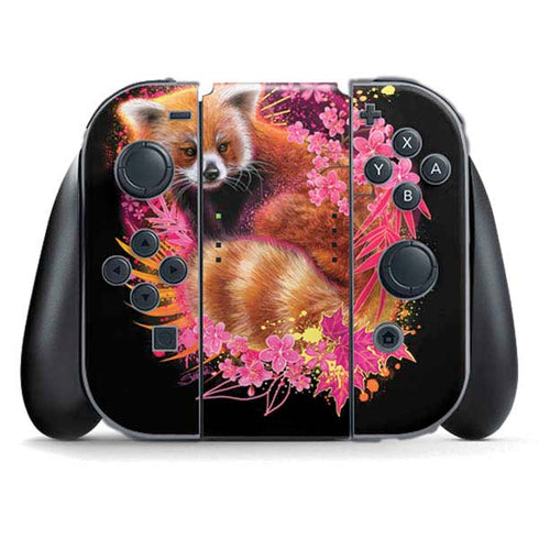 Red Panda with Flowers by Sheena Pike Nintendo Switch (2017-2021) Joy-Con Controller Skin