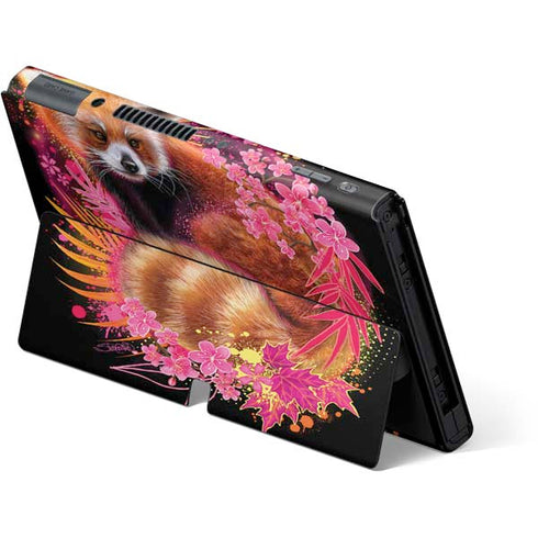 Red Panda with Flowers by Sheena Pike Nintendo Switch OLED (2021) Skin