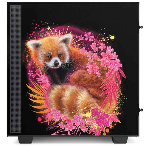 Red Panda with Flowers by Sheena Pike NZXT H510 Compact ATX Mid-Tower Case Skin