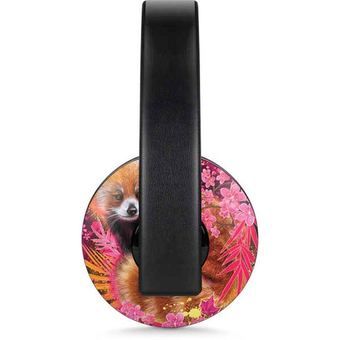 Red Panda with Flowers by Sheena Pike PlayStation 4 Gold Wireless Headset Skin