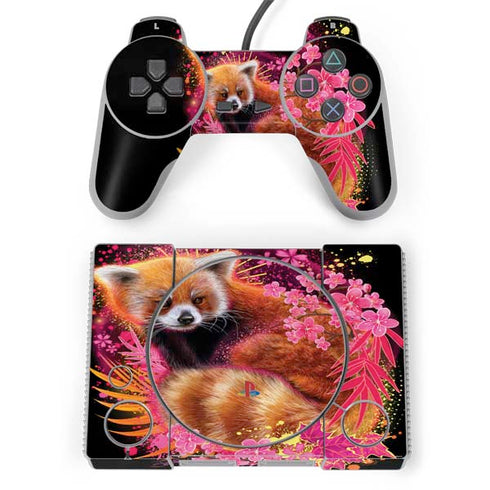 Red Panda with Flowers by Sheena Pike PlayStation Classic Bundle Skin