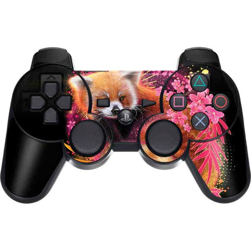 Red Panda with Flowers by Sheena Pike PS3 Dual Shock wireless controller Skin