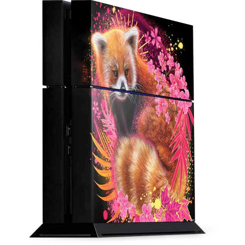 Red Panda with Flowers by Sheena Pike PS4 Console Skin