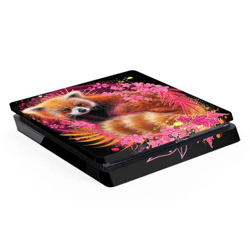 Red Panda with Flowers by Sheena Pike PS4 Slim Skin