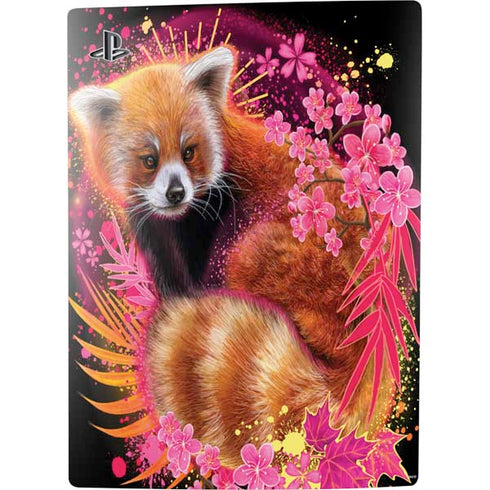 Red Panda with Flowers by Sheena Pike PS5 Console Skin