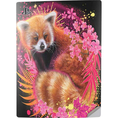 Red Panda with Flowers by Sheena Pike PS5 Digital Edition Console Skin