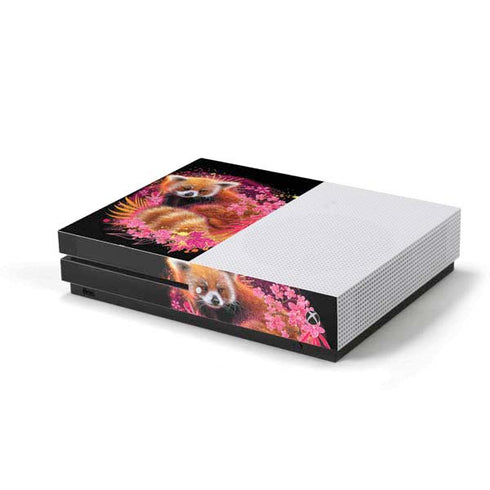 Red Panda with Flowers by Sheena Pike Xbox One S Console Skin