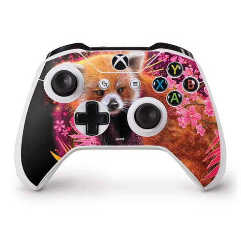 Red Panda with Flowers by Sheena Pike Xbox One S Controller Skin