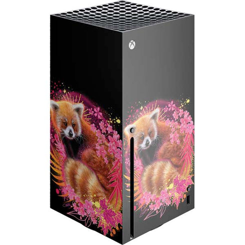 Red Panda with Flowers by Sheena Pike Xbox Series X Console Skin
