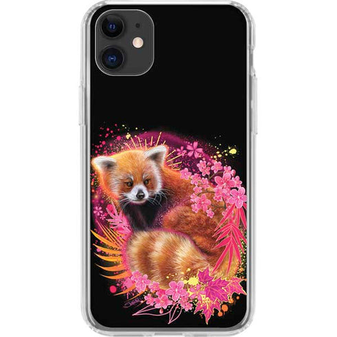 Red Panda with Flowers by Sheena Pike iPhone 11 Clear Case