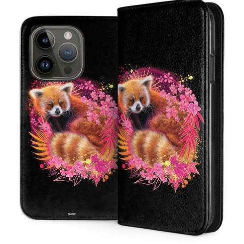 Red Panda with Flowers by Sheena Pike iPhone 15 Pro Folio Case