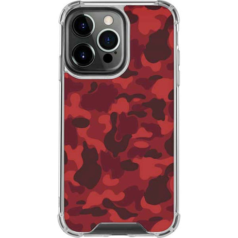 Red Street Camo iPhone 14 Pro Clear Case